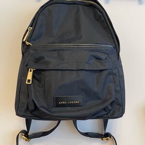 Marc Jacobs Black Backpack with Gold Hardware and Adjustable Straps